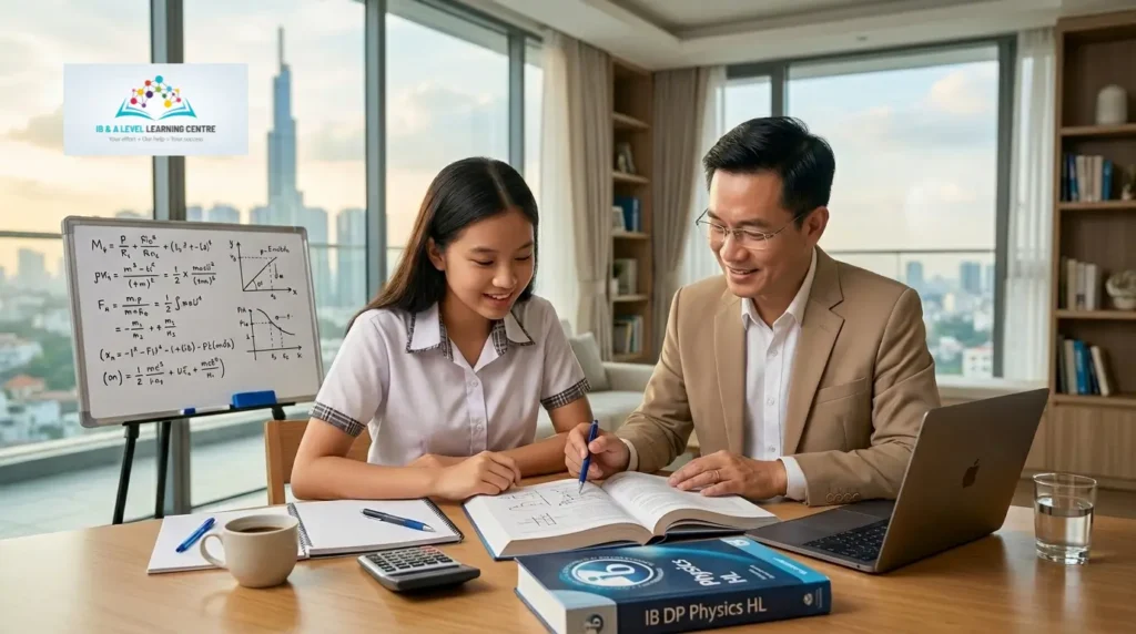 Giáo Viên Dạy Kèm Ib Tại Hcm Chuyên Lý Thuyết Và Bài Tập Physics Hl Đang Cùng Học Sinh Ôn Luyện Tại Quận 2.